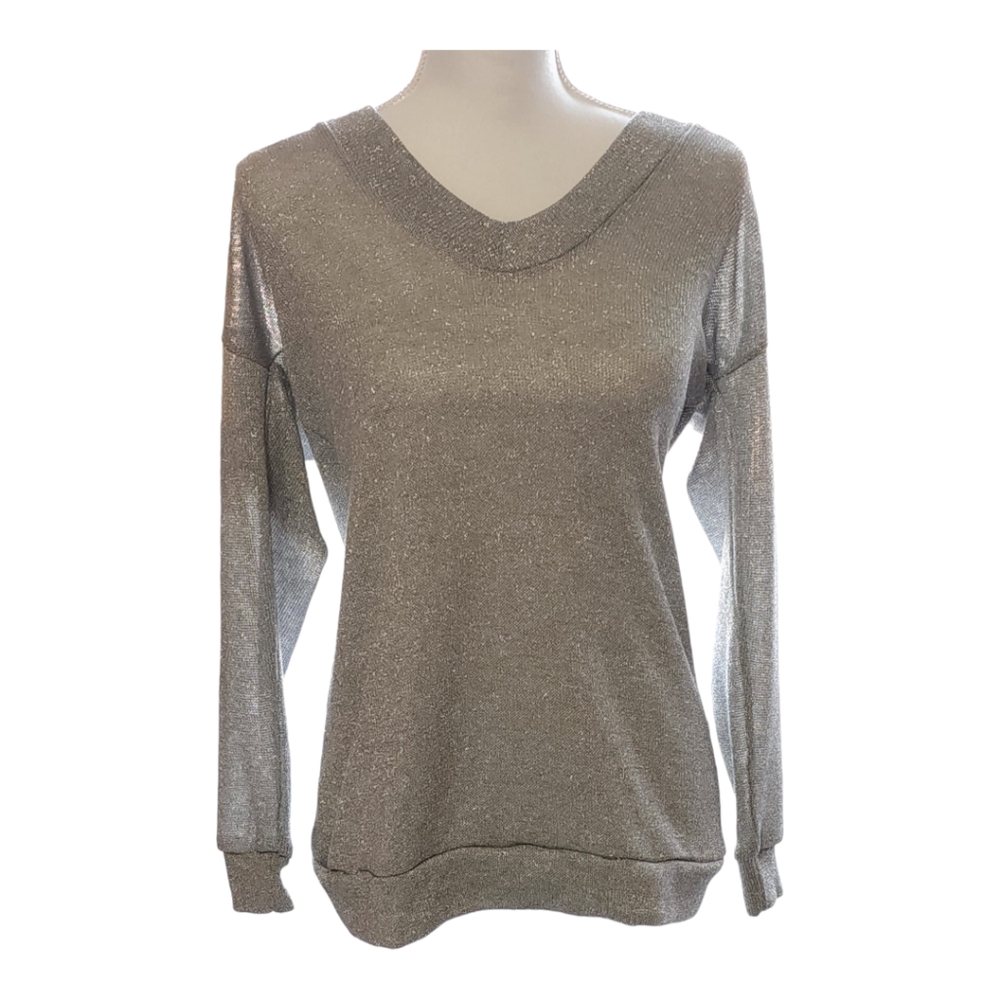 H&M Divided Women's Knit Hoodie, Sparkle Silver, Size XS